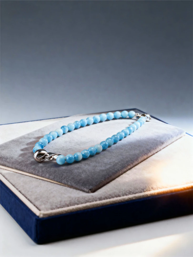 天然源矿海纹石项链锁骨链原创设计精挑9mm满蓝龟背纹随机发一款