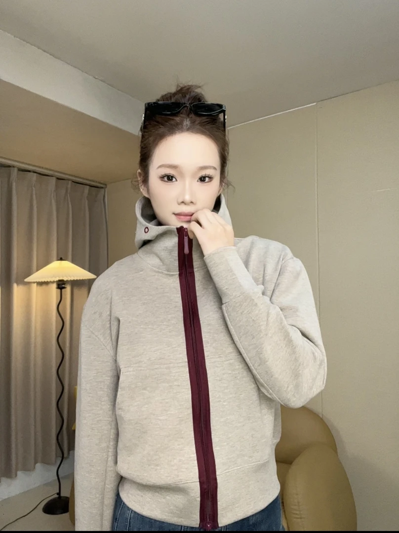 羊毛蚕丝卫衣外套时尚百搭休闲连帽女秋新款