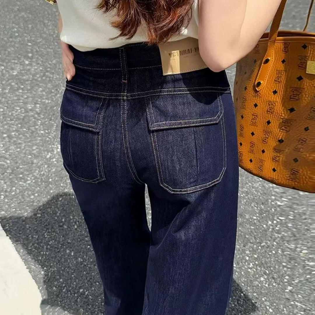 【加厚✈️运费险】2025冬新款韩国高腰窄版直筒软牛仔·单宁蓝