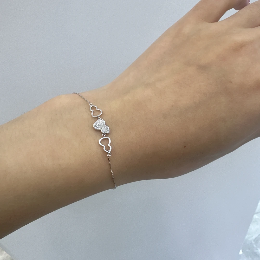 CERO【三葫芦】白金色轻奢时尚百搭气质满钻钻石手链MK0055