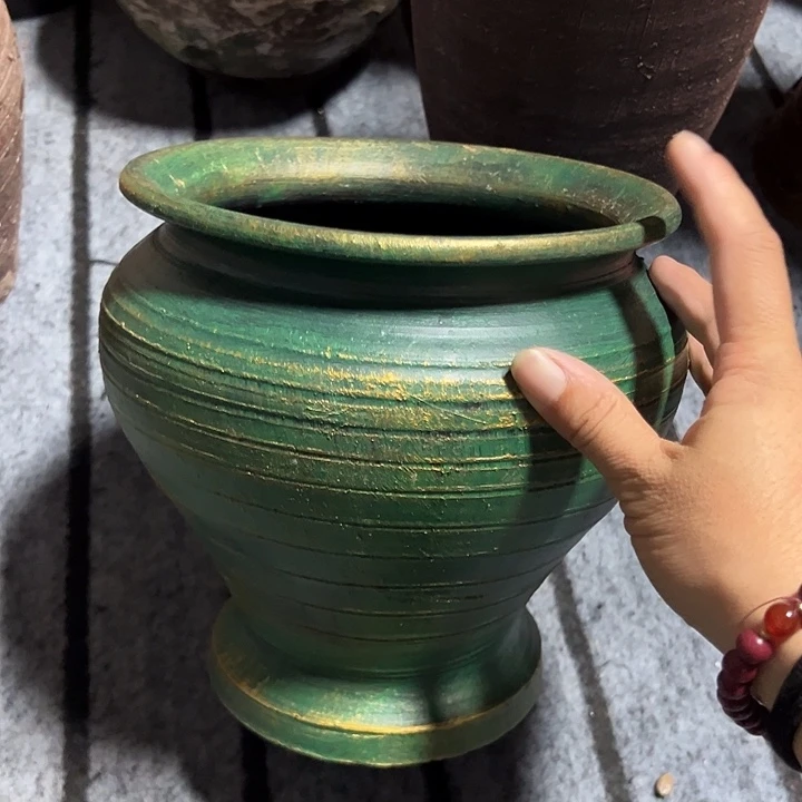 粗陶盆有孔高20口18