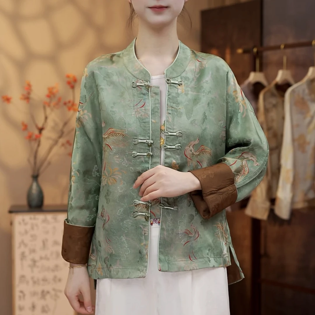 【青鸟-外套】新中式提花国风休闲百搭透气薄外套