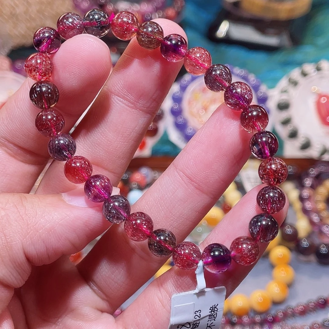 水晶未镶嵌手串黑加仑7+