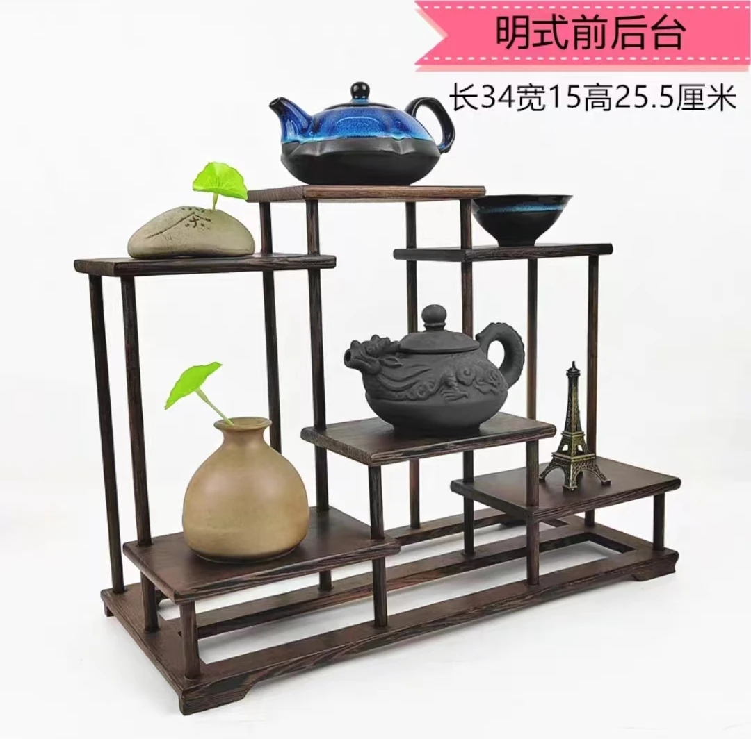 鸡翅木博古架中式小多宝阁茶具架子实木置物架茶壶架摆件架展示架