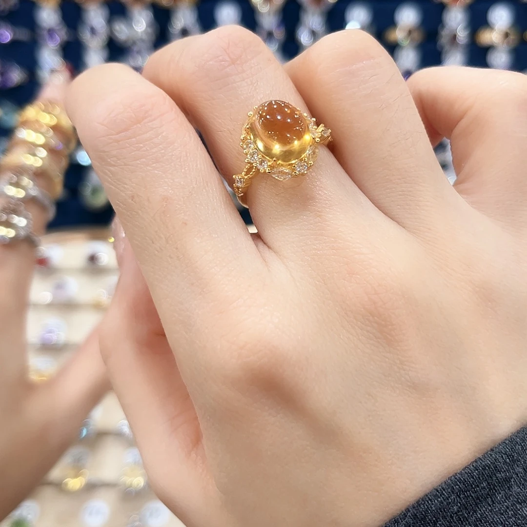 黄晶女款银S925镶嵌g**q戒指3
