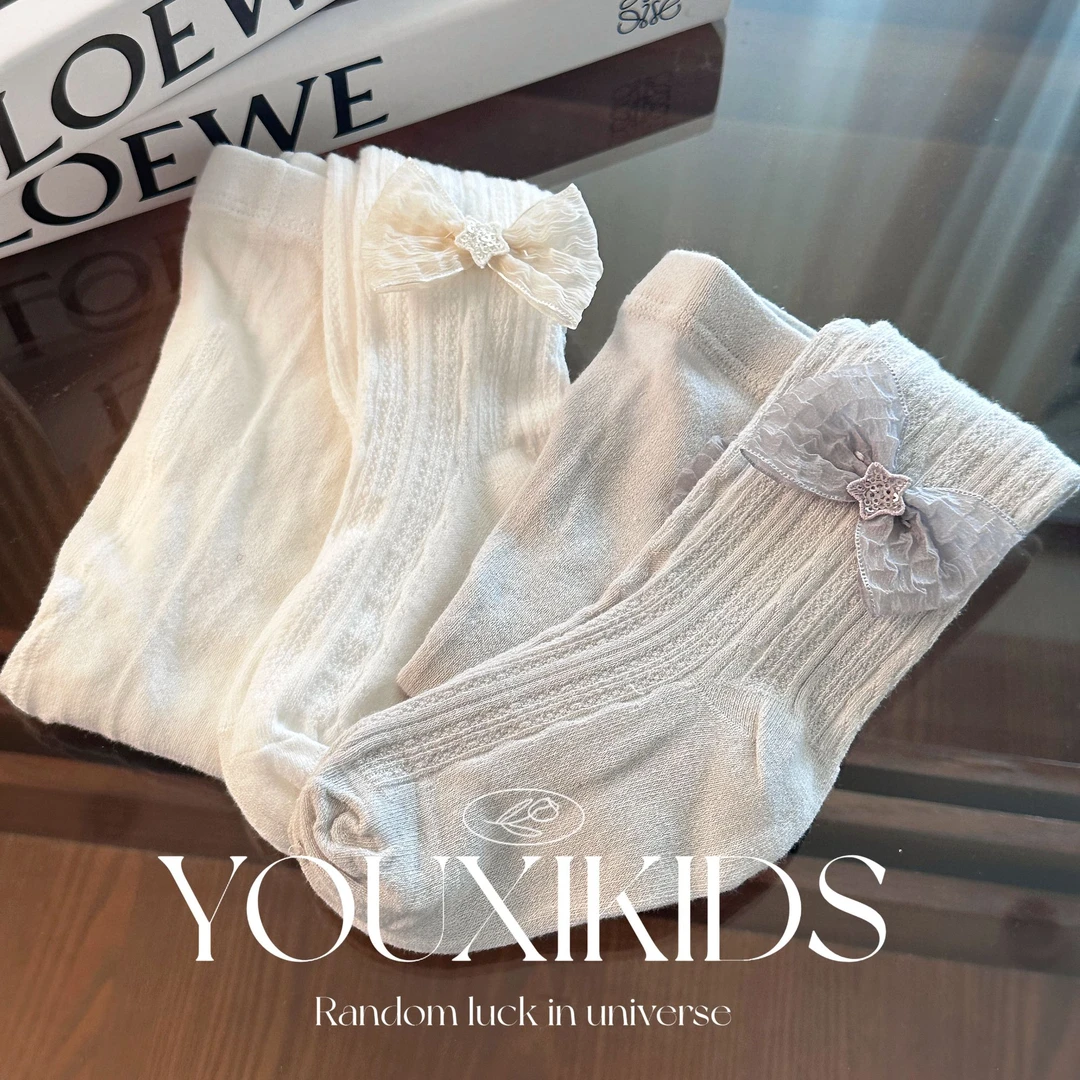 现飞飞家蝴蝶结连裤袜春夏款新款纯色亮片公主百搭连裤袜FF2661