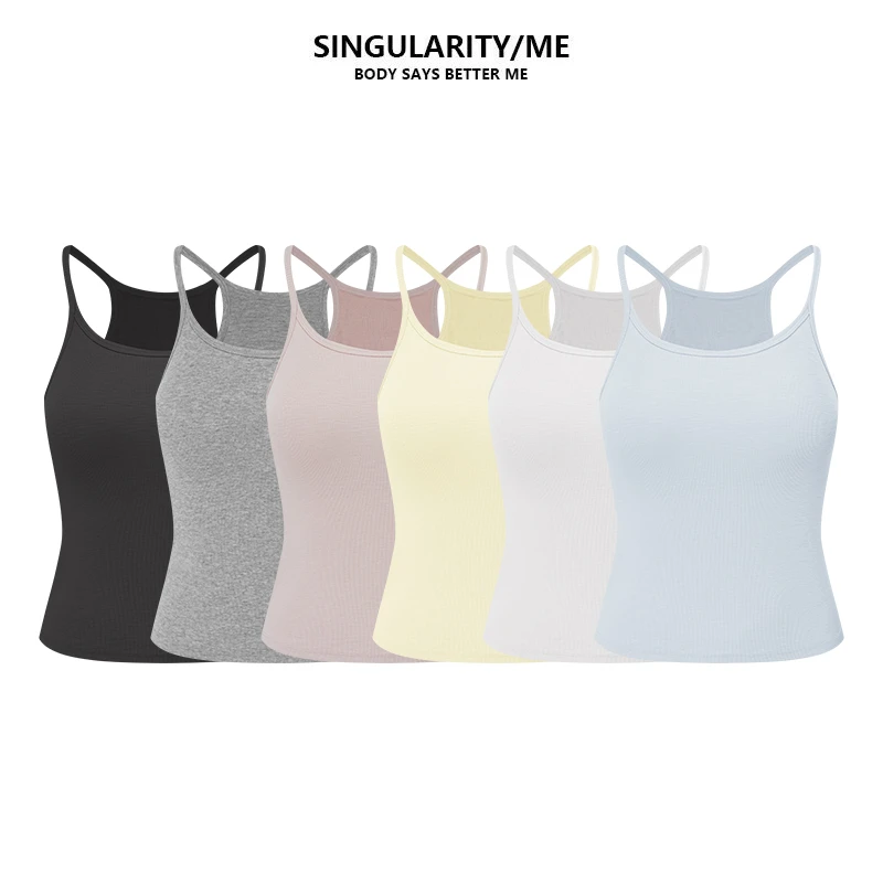 Singularity Me 5AWN 302 彩色多巴胺夏天女工字坑条显瘦弹力背心