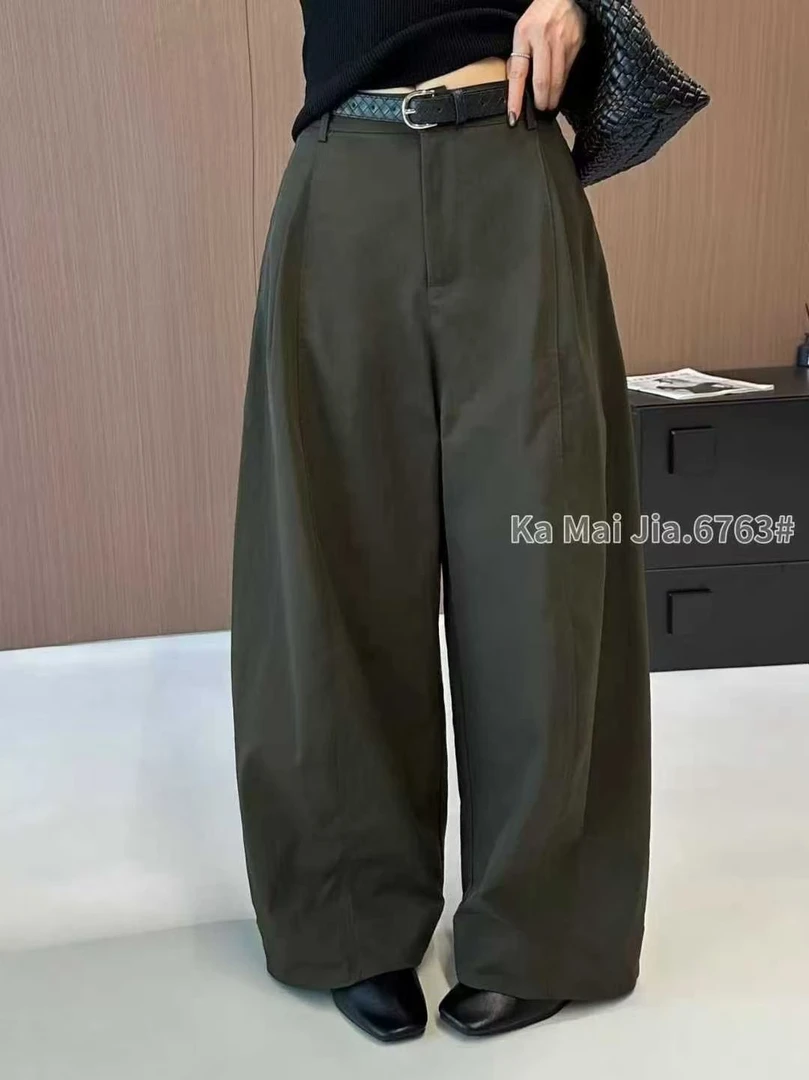 9222时尚百搭弯刀设计感垂感磨毛加厚阔腿裤