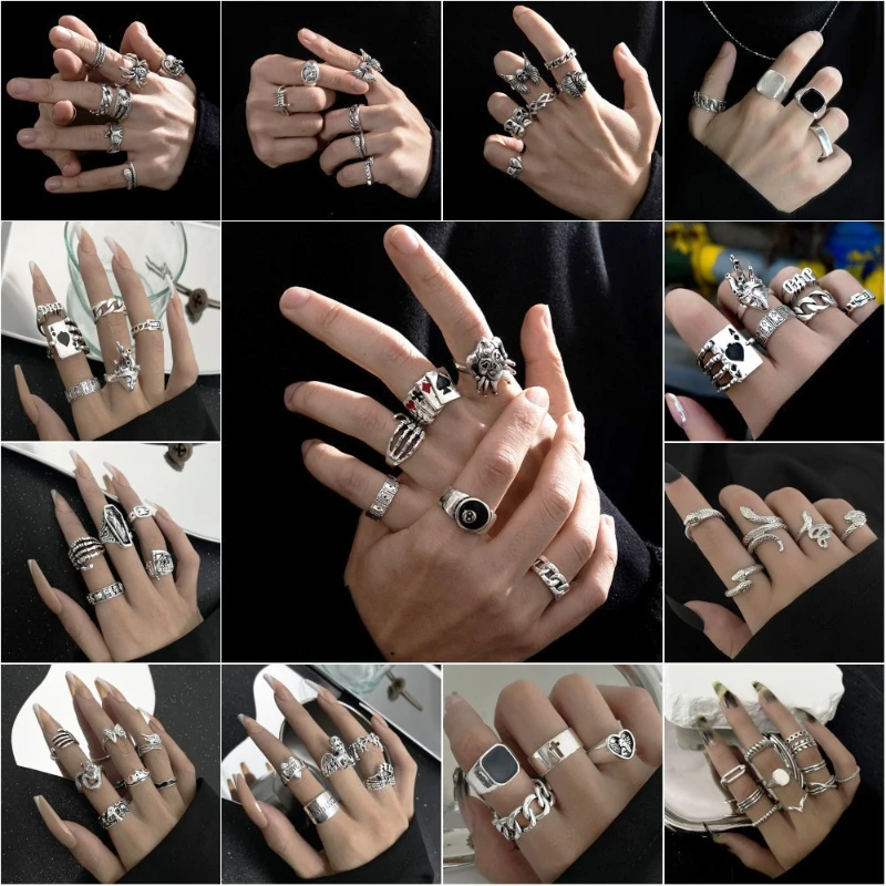 钛钢戒指 疯抢欧美暗黑风饰品士重金属朋克夸张骷髅扑克小丑戒指