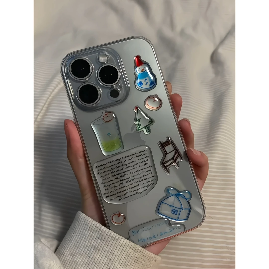 奥菲顿立体雪人滴胶贴纸适用苹果15/16promax苹果14手机壳13/12套