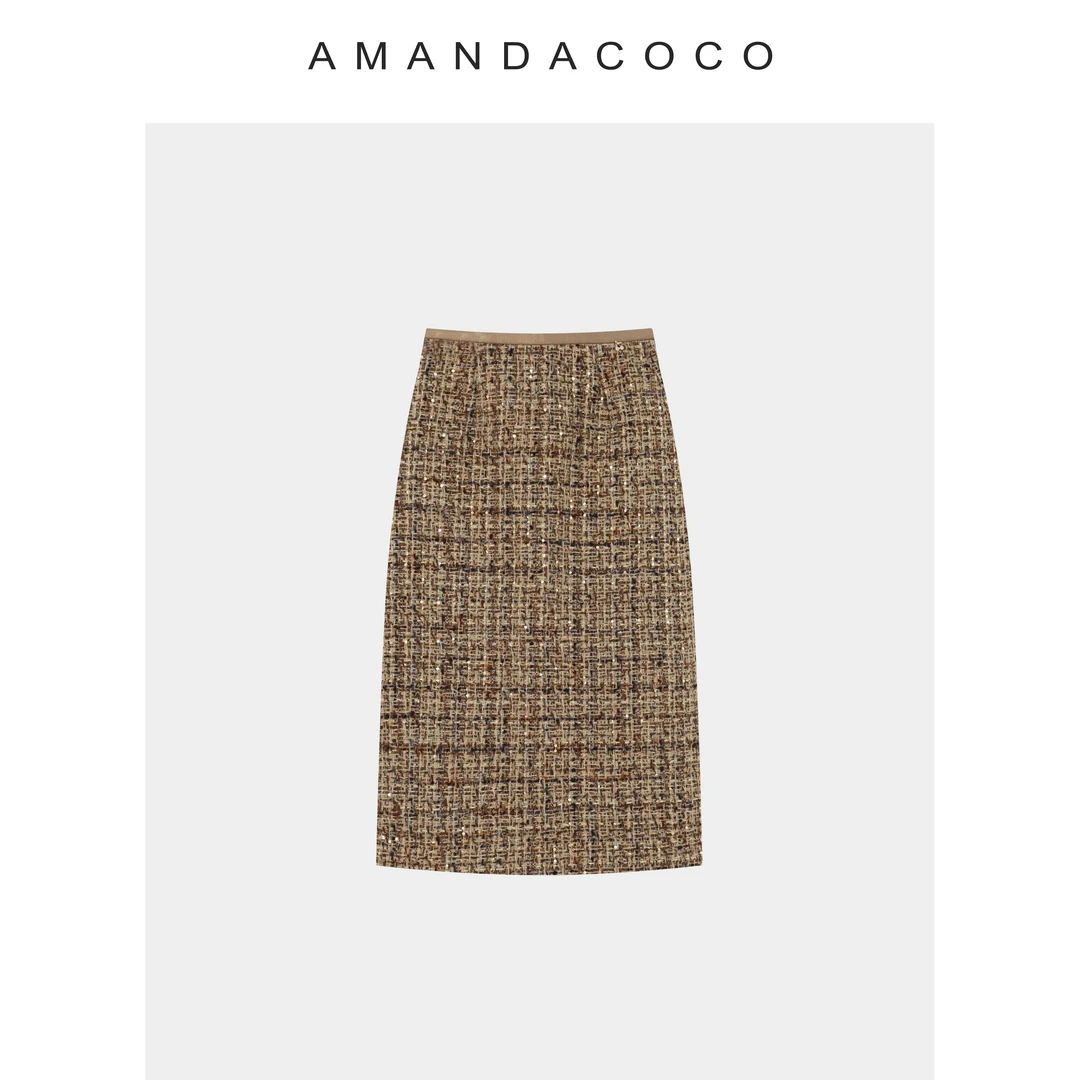 静静 | 香槟绮梦～25秋冬轻奢法式小香风编织亮片粗花呢半裙