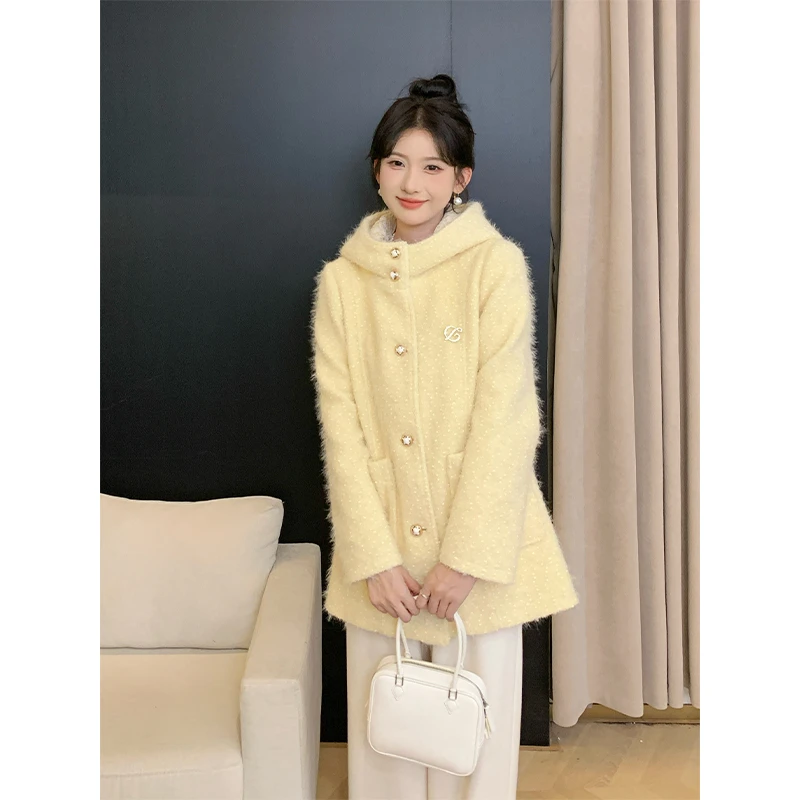 SHAOER【香草冰淇淋】秋冬韩系直筒单面呢拼接外套S725T15255