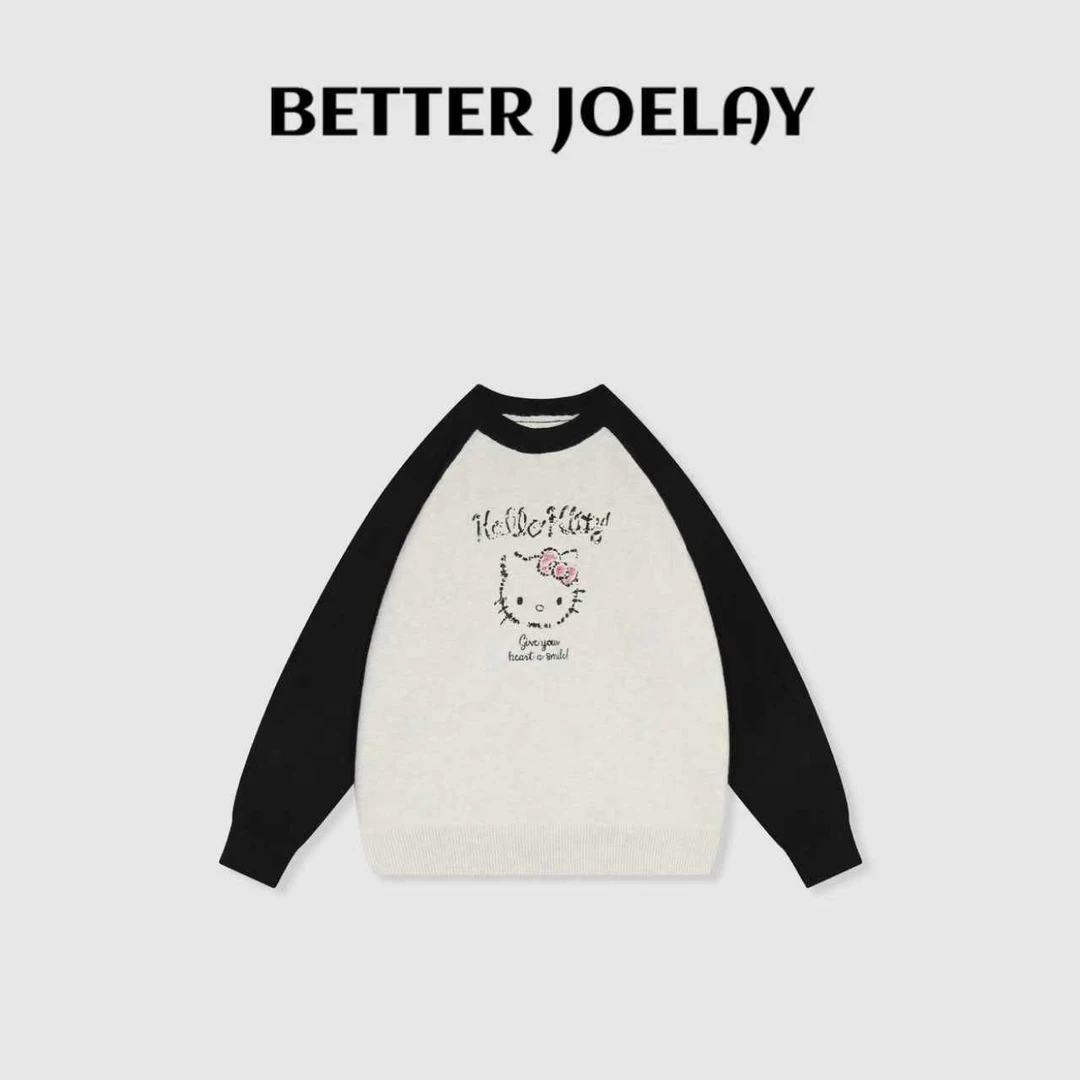 BETTERJOELAY -【灰黑白织】时尚圆领套头毛衣休闲风Z0944