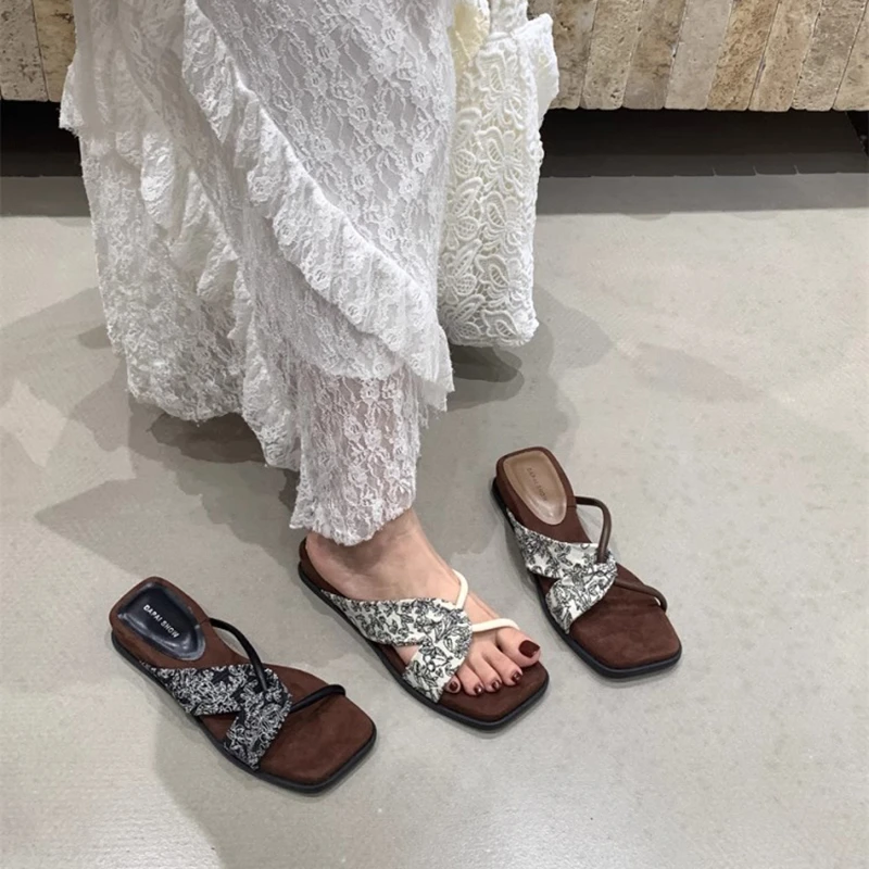 【万达撤柜】厚底半拖鞋女外穿小众2025年夏季露趾增高休闲凉拖鞋