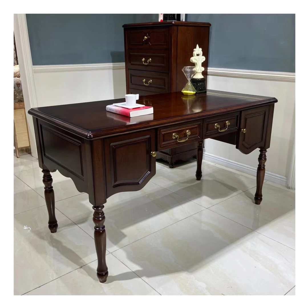 【老店重开销量归零】品牌代工卡佩KP1711美式风格书桌全原木书桌