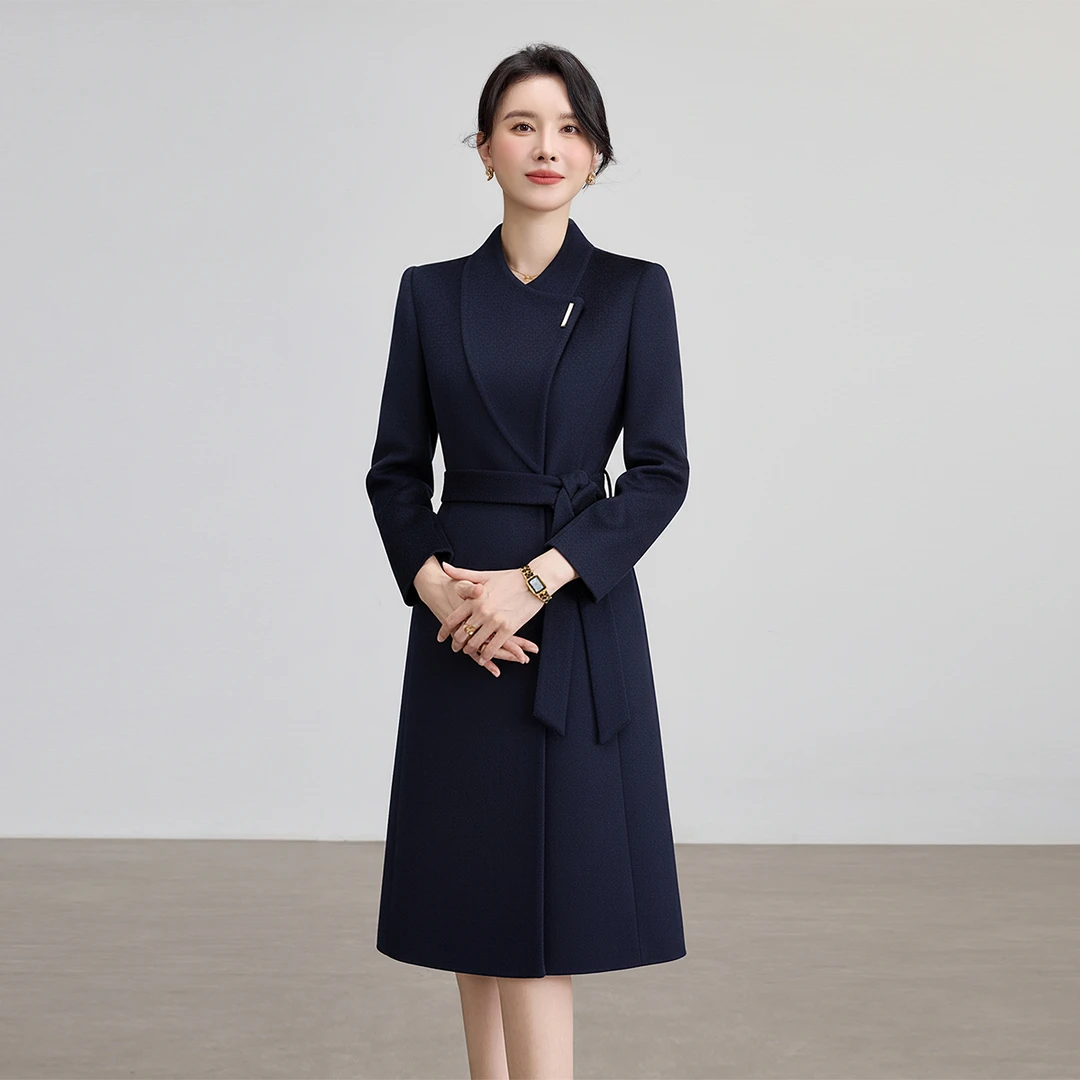 工作服大衣女冬季羊毛呢子外套修身时尚商务中长款售楼部工装职业