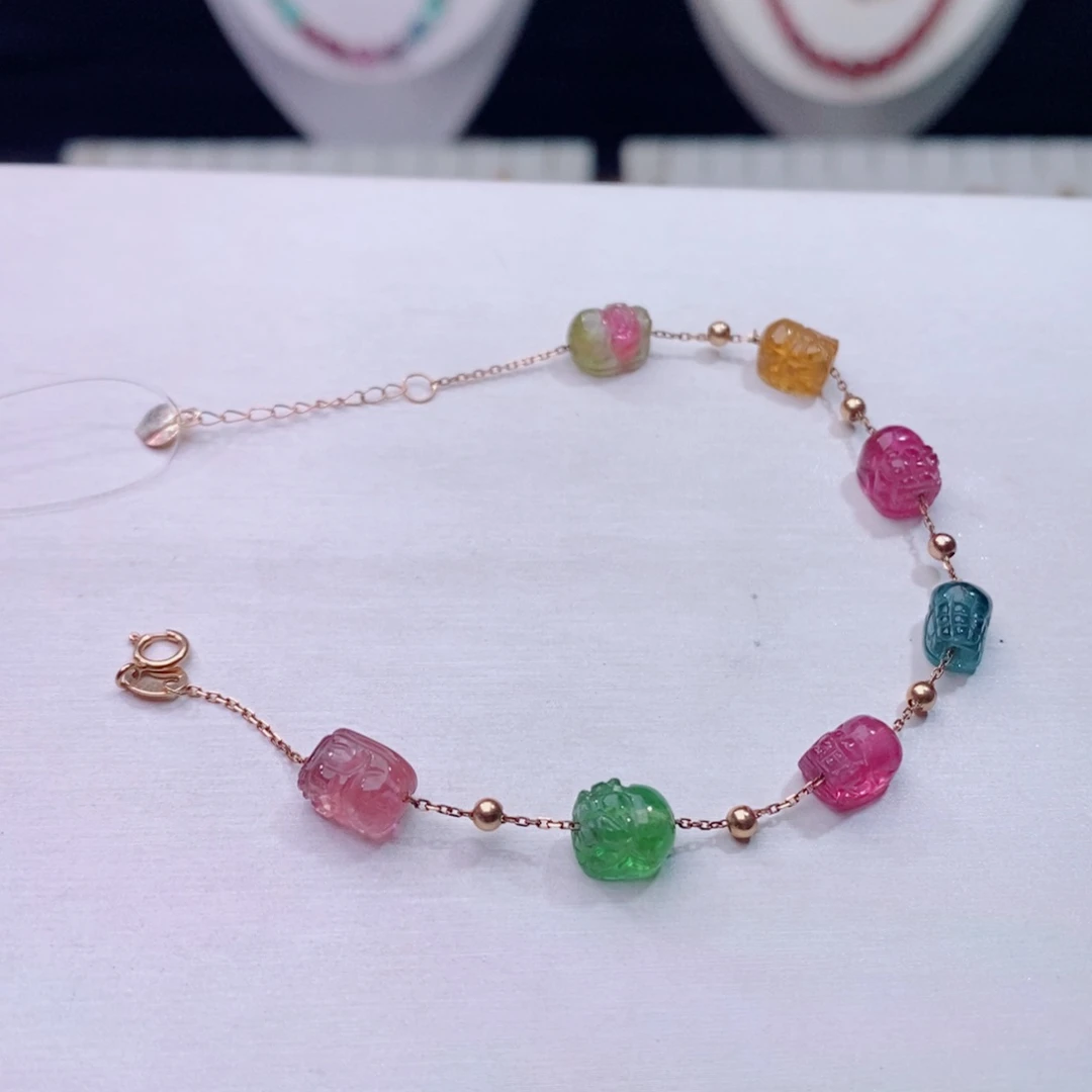 手链18K金镶嵌碧玺碧玺A手链