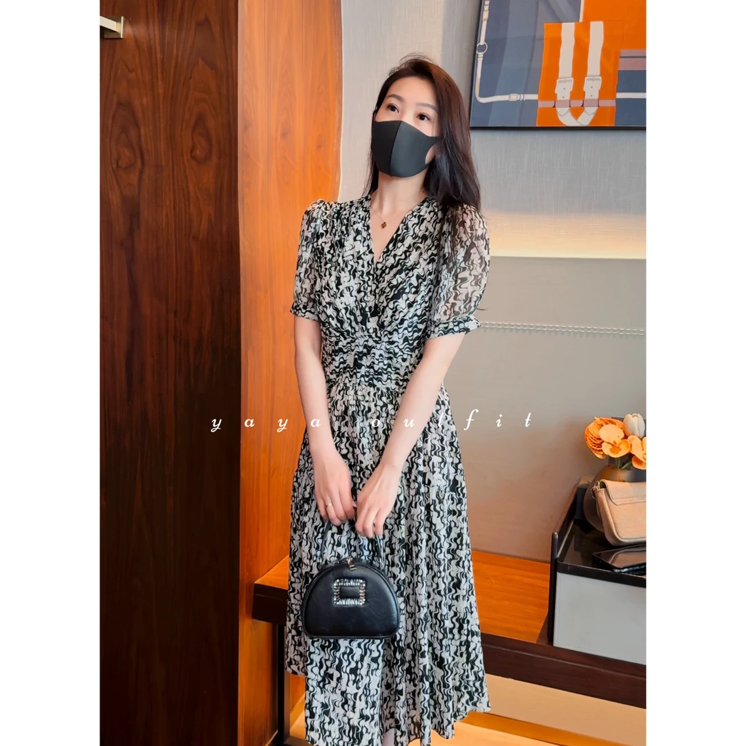 【ZENG缯】PAINTED CHIFFON DRESS印花系列女士不规则纹连衣裙101