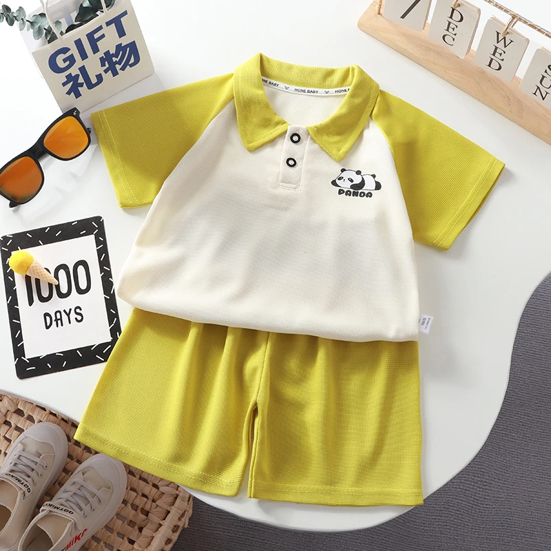 儿童polo衫套装短袖短裤夏季两件套韩版男童女童帅气时尚款