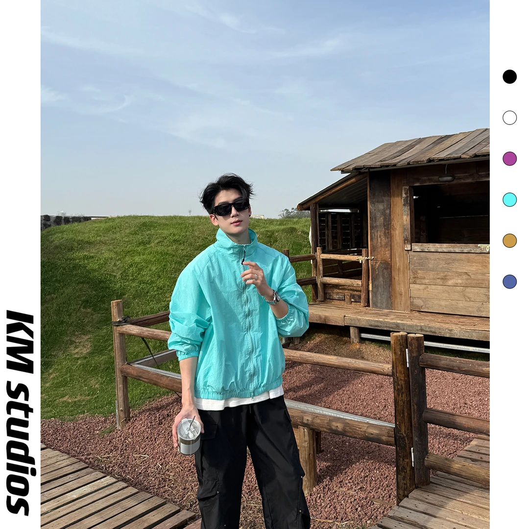 KM studios 原纱十字撞色轻薄短宽防晒夏季男女透气速干户外外套