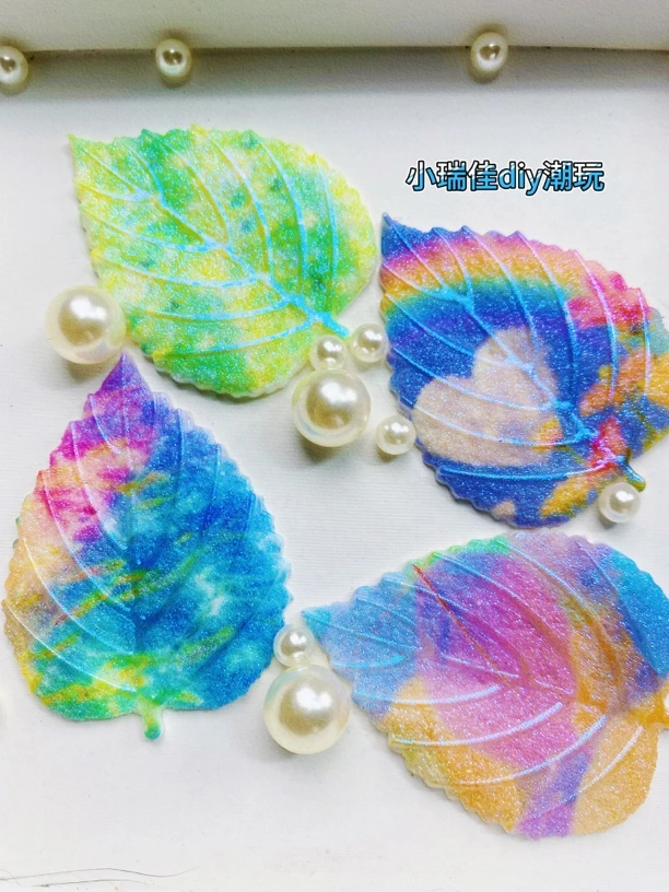 3D打印仿真夜光细闪树叶diy创意手工制作配件