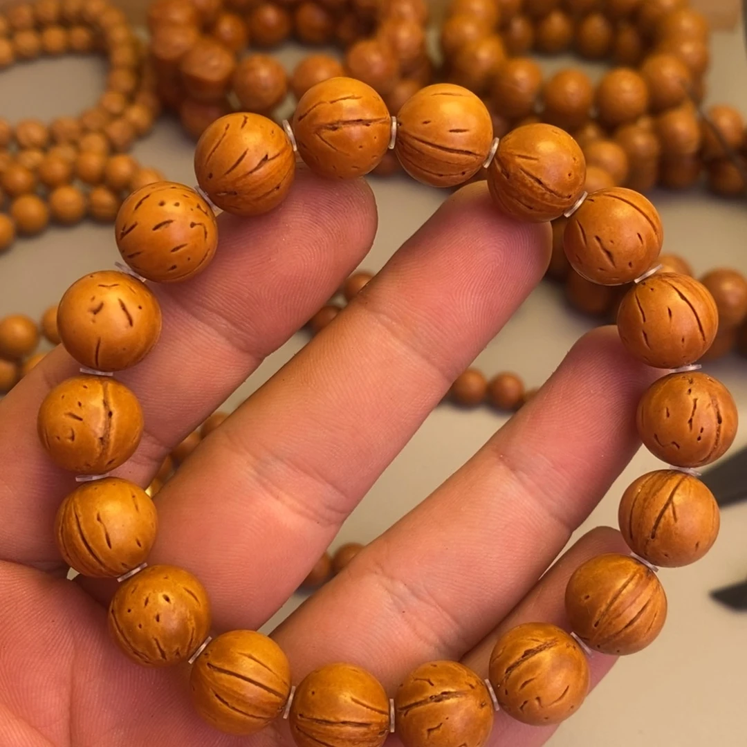 桃核手串脑纹光珠12.7