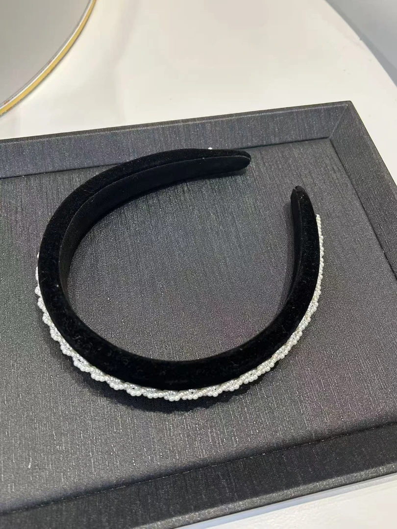 丝绒珍珠高颅顶发箍秋冬A221