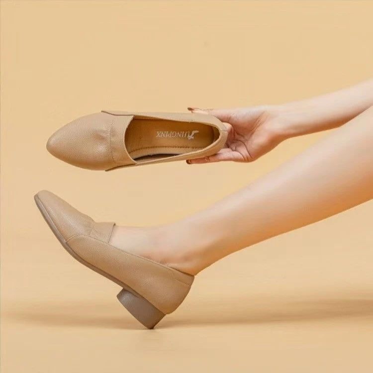 真软皮2025新款单鞋百搭软皮豆豆鞋一脚蹬小皮鞋