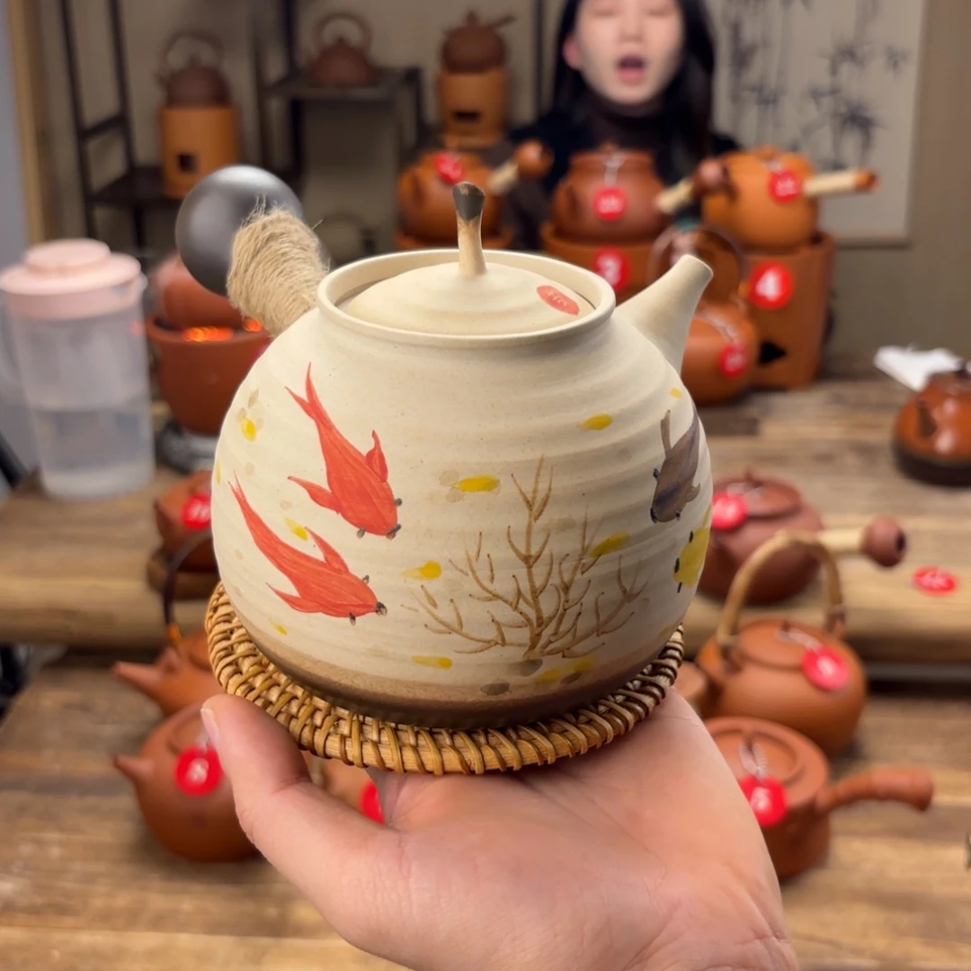 煮水煮茶甘甜 潮州砂铫壶 搭藤垫