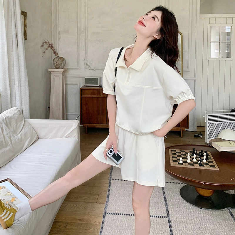 夏季套装【爆款新品现货】简约不挑人纯色洋气气质休闲套装小个子