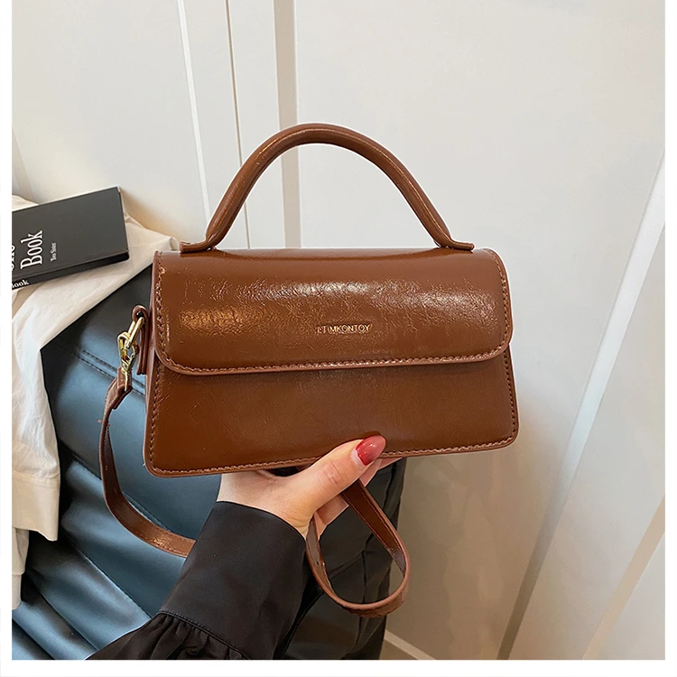 【长22高13厚5】网红新款油蜡皮韩版单肩手提斜跨包（1214）