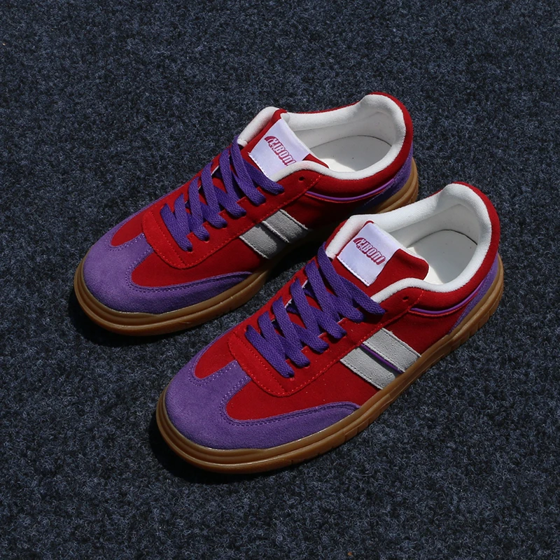 情侣款帆布鞋大码鞋子男款潮流时尚百搭男女透气帆布红色德训鞋男