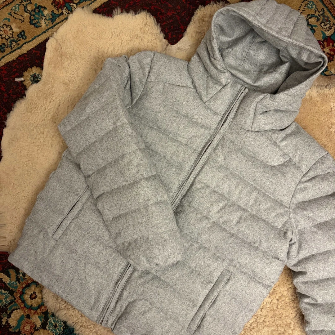 Breathy“云泥” 白鸭绒连帽排骨羽绒服羊毛保暖轻量化新国标90