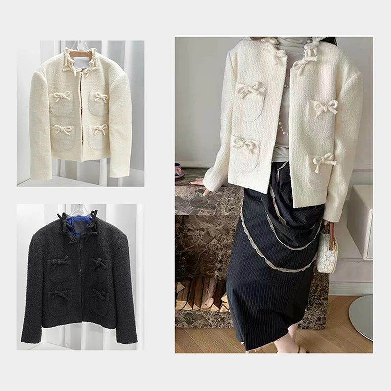 push bott*蝴蝶结廓形圆领外套908