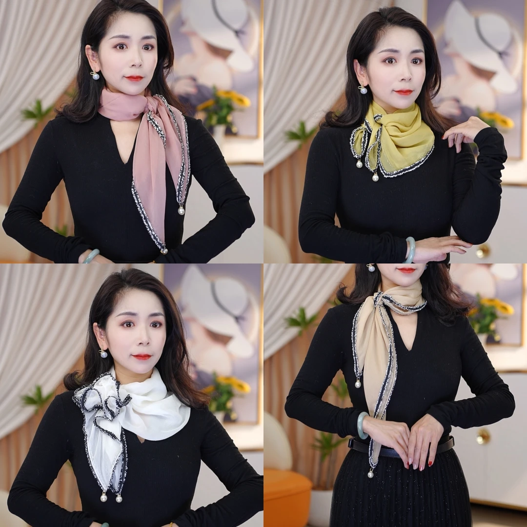 新款2025时尚百搭流行护颈防晒小方巾丝巾(65*65cm)