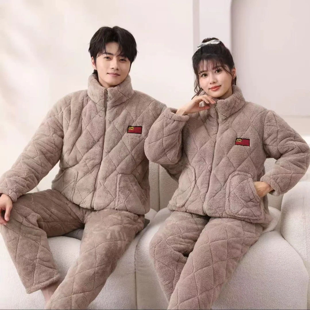 超厚款男女同款拉链立领款三层夹棉省服