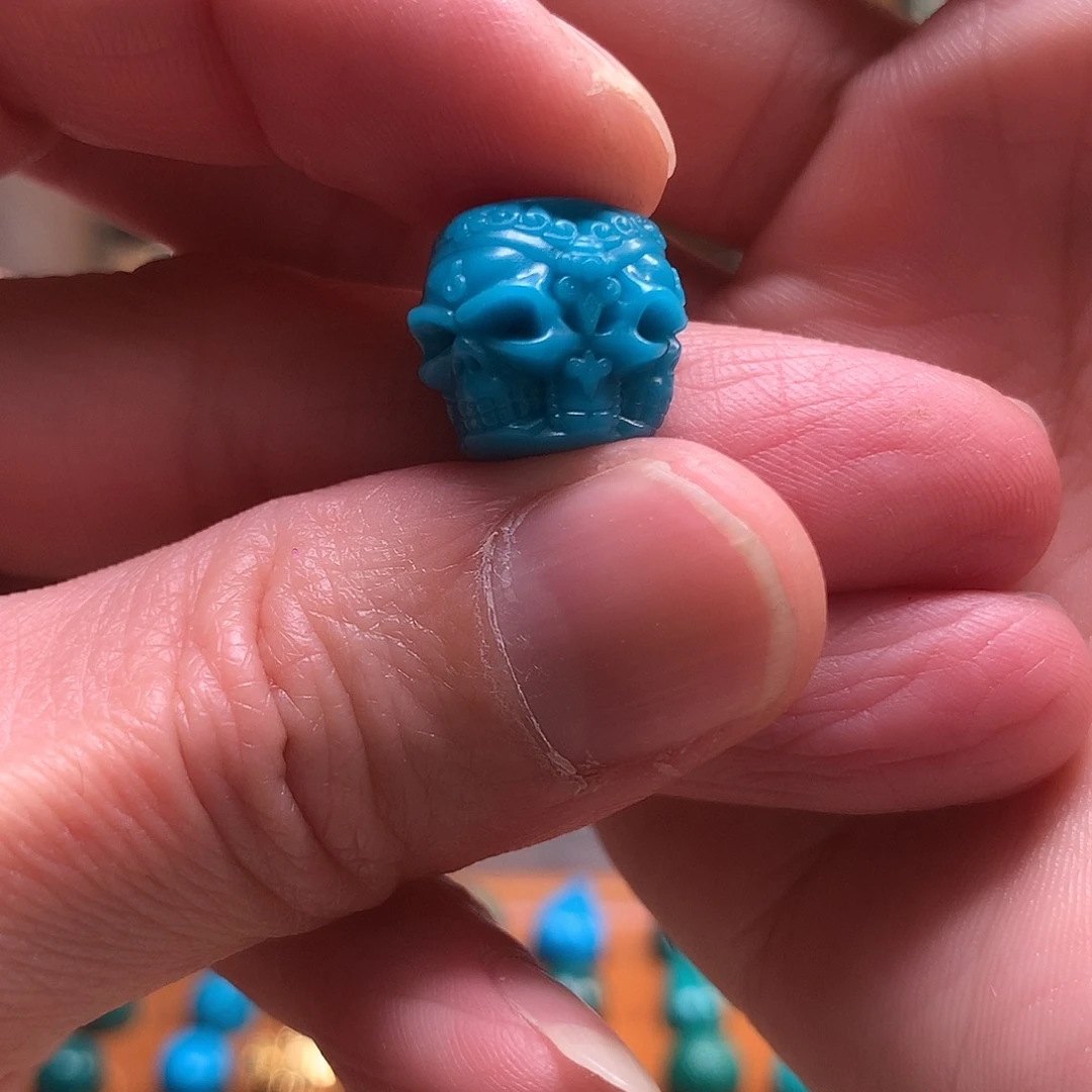 琉璃颈饰暴力蓝14mm骷髅