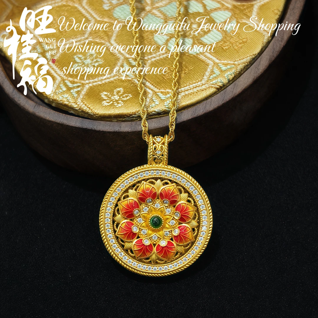 【时来运转】旺桂福传承珠宝足金古法点钻一朵花 单吊坠不含链