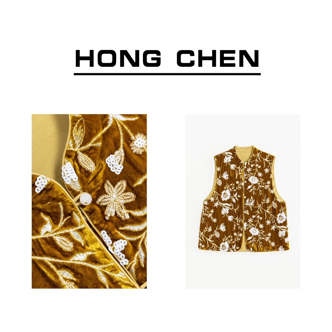 【虹辰重工马夹】高端气质桑蚕丝重工马甲高级气质时尚优雅HC980