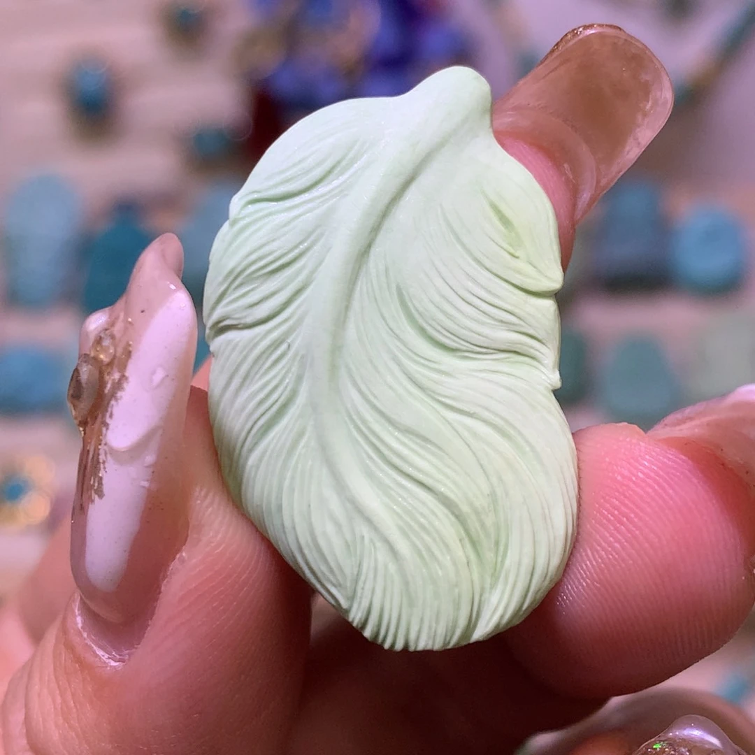 绿松石珠宝奇石未镶嵌菜籽羽毛