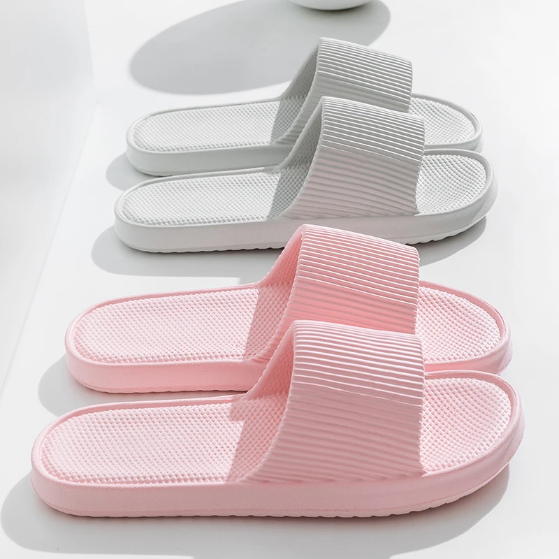 【换季特惠】EVA竖条清新按摩情侣凉拖鞋防滑外穿舒适简约软底拖鞋