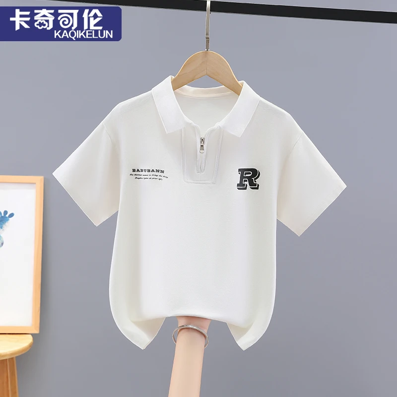儿童t恤夏季2025新款大童休闲短袖上衣男童帅气Polo衫男孩夏装潮