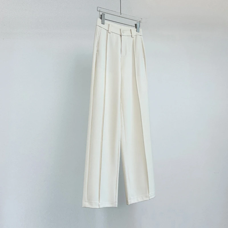 剀剀莉 新款绵羊毛莱赛尔高级垂感百搭西装直筒裤9665