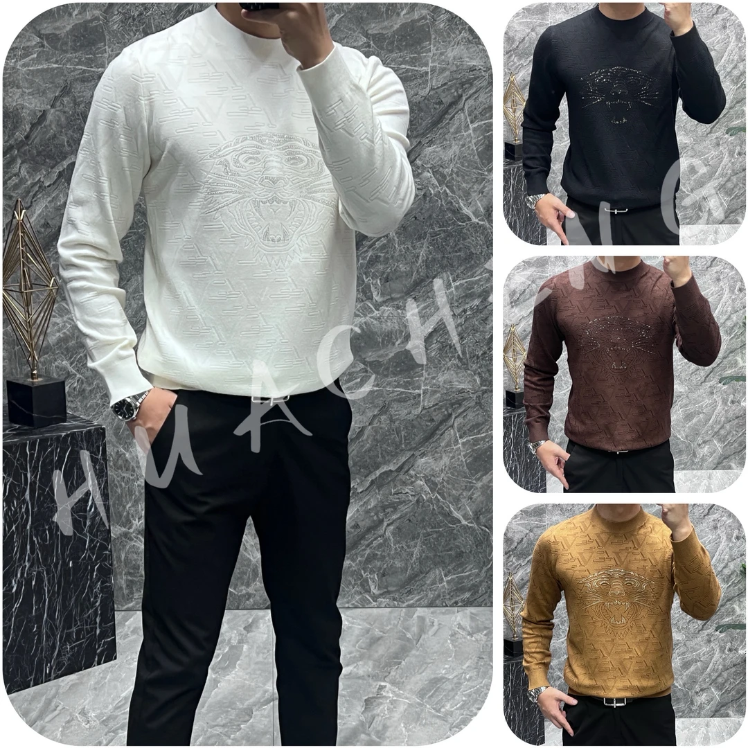 【HUACHENG】男士秋冬新款百搭蓄热时尚提花伊利绒针织衫 5258825