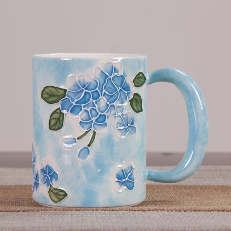 手绘花卉玉泥马克杯