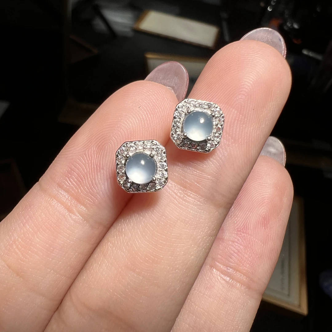 【略懂珠宝】S925翡翠耳钉 KT24033115