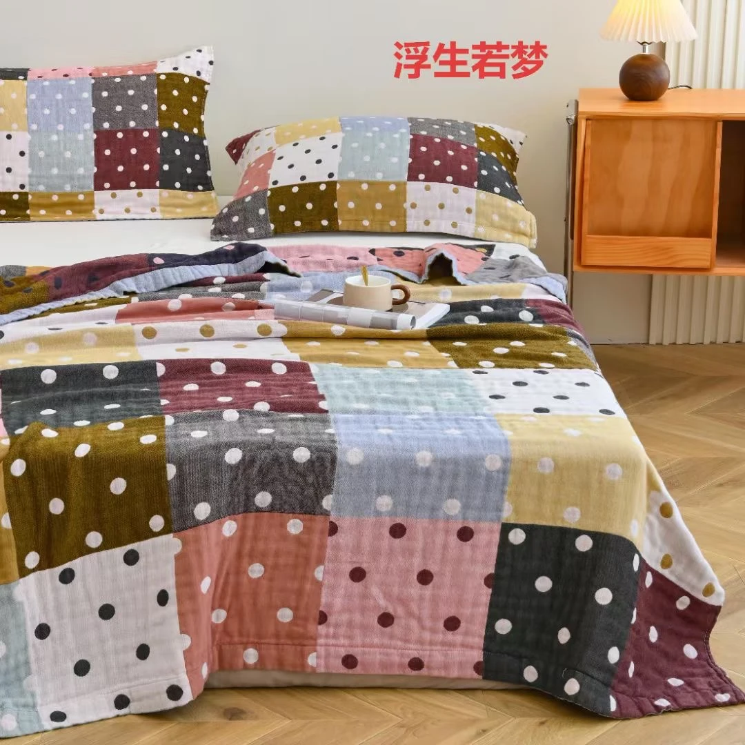 外贸色织四层多用棉纱布毯大中小四季通用不脱色A类