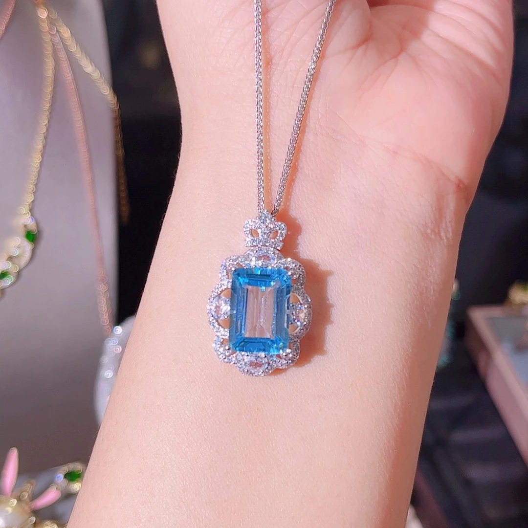 托帕石颈饰银S925镶嵌