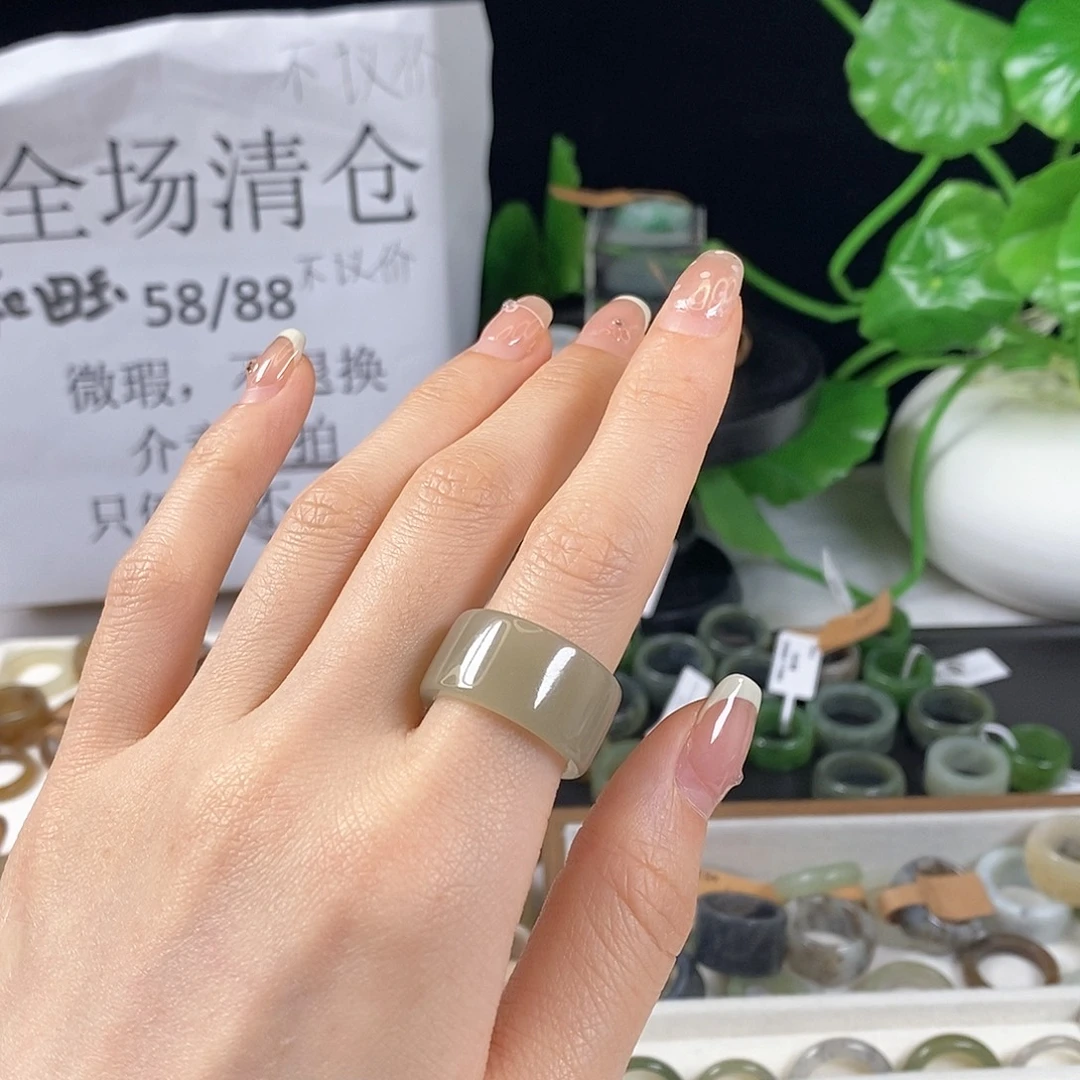 和田玉戒指未镶嵌z117晴水直切17.7不退换