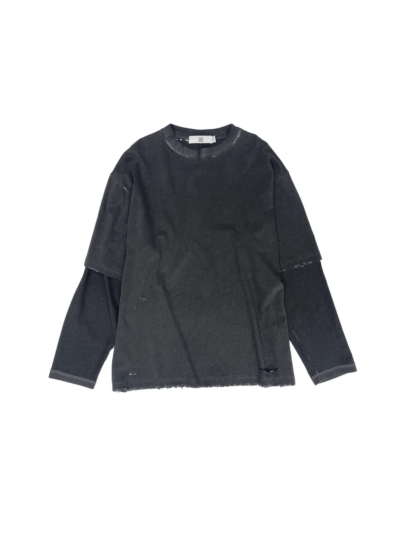 【LIBERTIES】對倒DUIDAO 25SS灰色破坏拼接休闲上衣